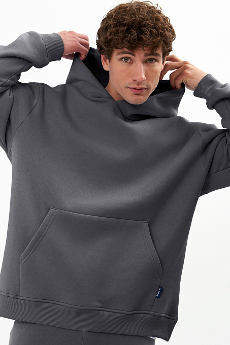 Худи Base мужское с начесом серое