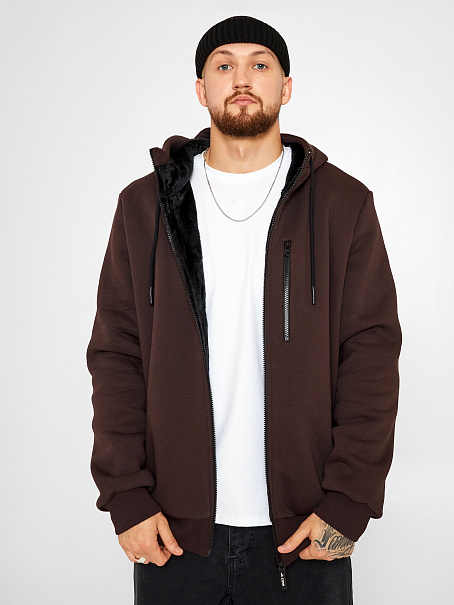 Толстовка Arctic мужская коричневая с черным мехом