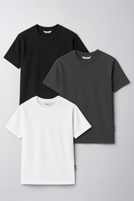Набор футболок Basic мужская белая,т-серая,черная (3шт)