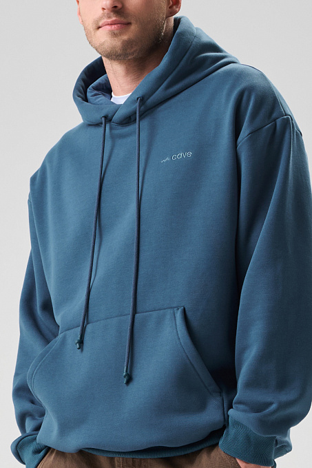 Худи Base мужское с начесом серо-голубое