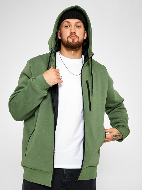 Толстовка Arctic мужская оливковая с черным мехом