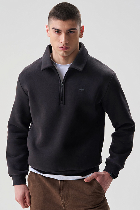 Свитшот мужской полузамок черный