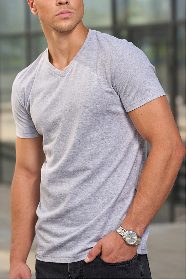 Футболка Slim мужская серый меланж