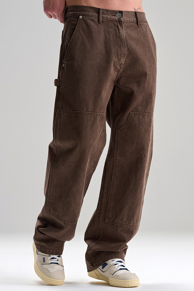 Джинсы Double Knee мужские коричневые