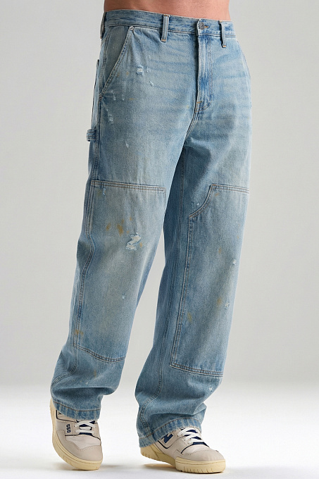 Джинсы Double Knee мужские голубые