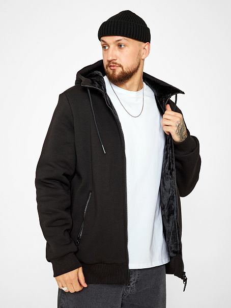 Толстовка Arctic мужская черная с черным мехом