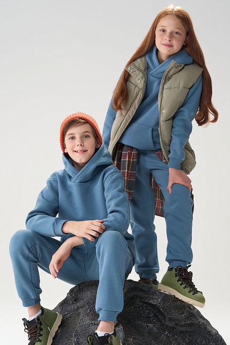 Костюм Weekend для подростков с начесом серо-голубой