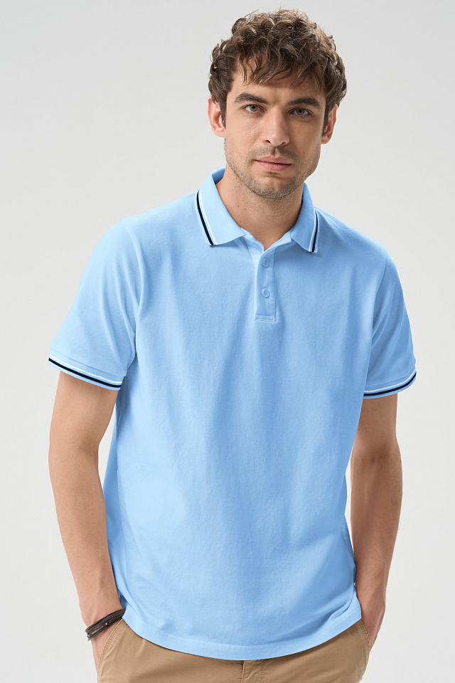 Поло мужское голубое