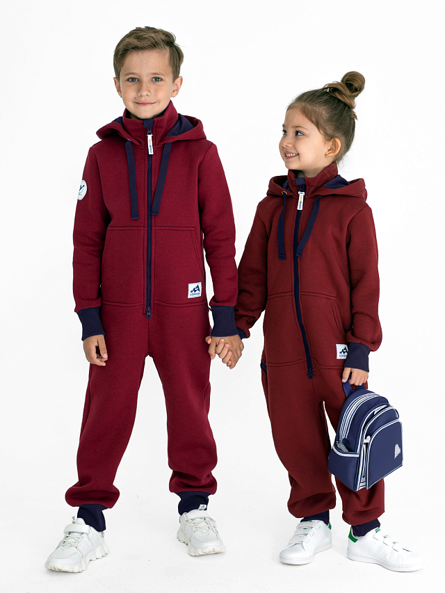 Комбинезон Fresh детский с начесом бордовый