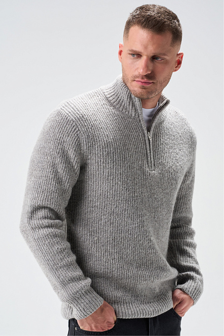 Свитер мужской полузамок серый