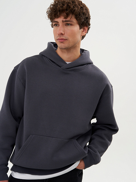 Худи Base мужское с начесом серое