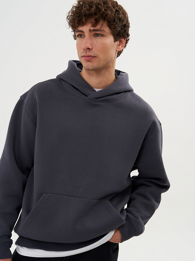 Худи Base мужское с начесом серое