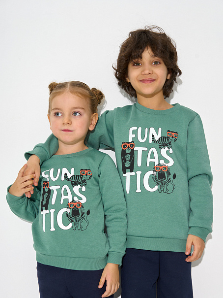 Костюм Kiddy детский с начесом оливковый/темно-синий