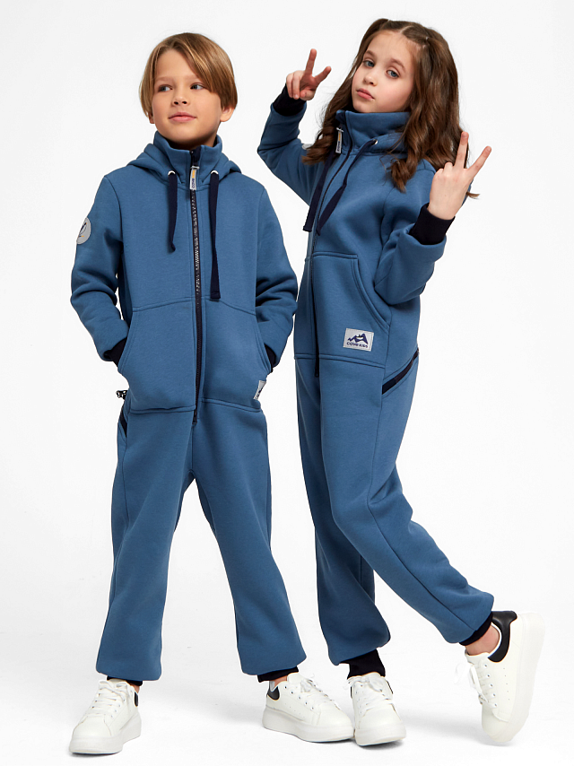 Комбинезон Fresh детский с начесом серо-голубой