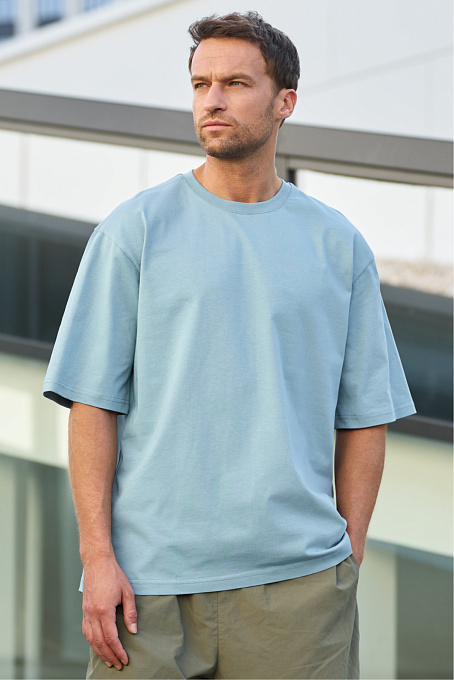 Футболка Oversize мужская голубая